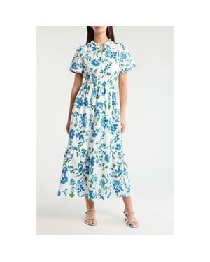 Sugarlips Lara Floral Print A-Line Dress - Blue