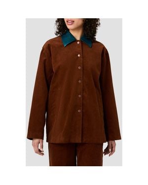 French Connection Casey Corduroy Contrast Collar Jacket - Brown