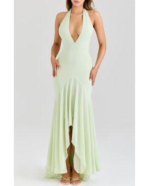 House Of Cb Tamara Halter Dress - Green