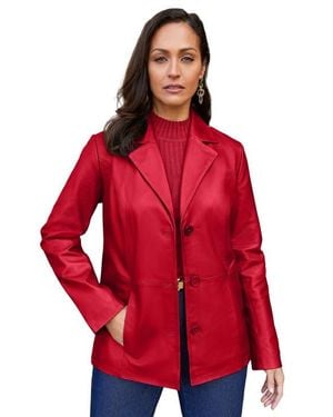 Jessica London Leather Blazer - Red