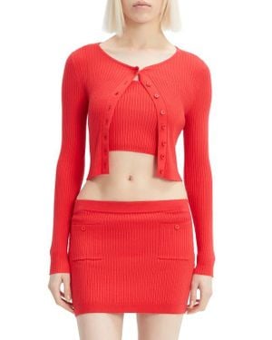 Bardot Sarita Rib Cardigan - Red