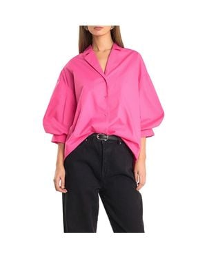 Endless Rose Blouson Sleeve Cotton Shirt - Red