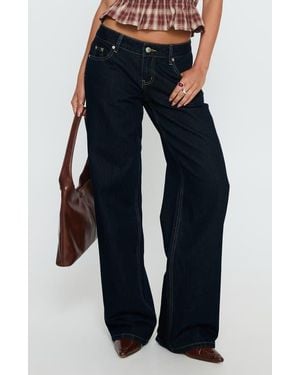Princess Polly Tidal Wave High Waist Straight Leg Jeans - Blue