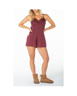Roxy Moonrise Cotton Romper - Red