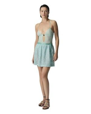 Missoni Zigzag Mesh Pareo Mini Skirt With Sequins - Blue