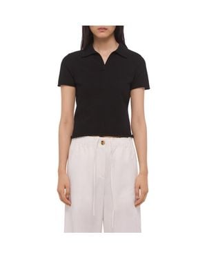 Helmut Lang Shrunken Knit Polo - Black