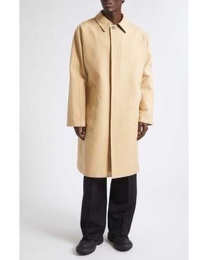 Givenchy Cotton Double Face Car Coat With Leather Trim - Natural
