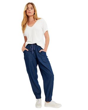 June + Vie Elastic Waist Stretch Denim Drawstring Jogger - Blue