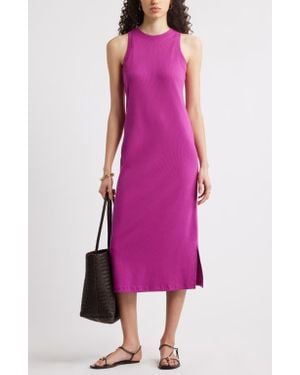 Nordstrom Stretch Cotton Ribbed Tank Dress - Purple