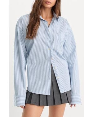 GOOD AMERICAN The Poplin Easy Striped Cotton Shirt - Blue