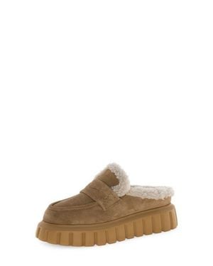 Voile Blanche Grenelle Genuine Shearling Platform Mule - Brown
