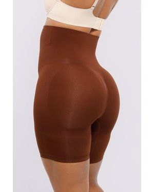 Shapellx Everyday High Waist Shaping Shorts - Brown