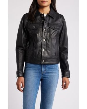Schott Nyc Leather Trucker Jacket - Black