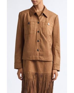 Toccin Isalya Faux Suede Button Front Jacket - Brown