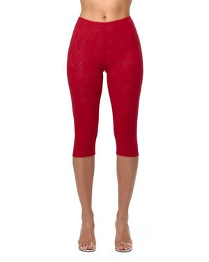Naked Wardrobe Lace Capri Leggings - Red
