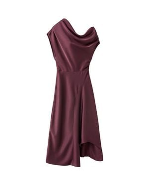 Mango Asymmetrical Satin Dress - Purple