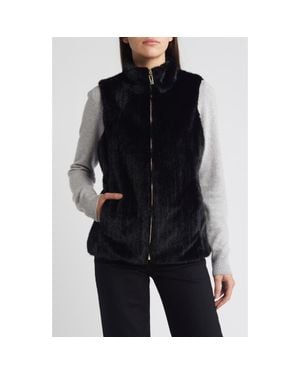 Via Spiga Reversible Faux Fur Vest - Black
