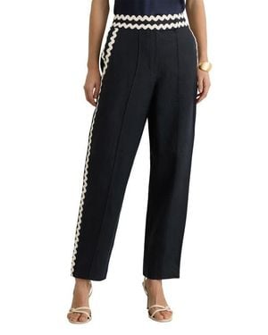 Reiss Mila Rickrack Detail Ankle Straight Leg Pants - Black