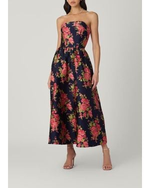 Shoshanna Midnight Dana Vila Floral Jacquard Dress - Red