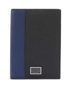 Dolce & Gabbana Dauphine Colorblock Leather Passport Holder - Blue