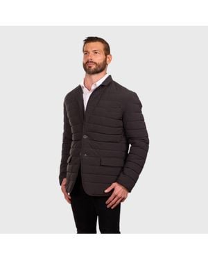 Perry Ellis Tech Stretch Quilted Blazer Jacket - Black