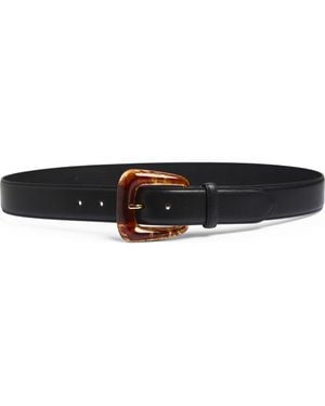 Veronica Beard Resin Buckle Leather Belt - Black
