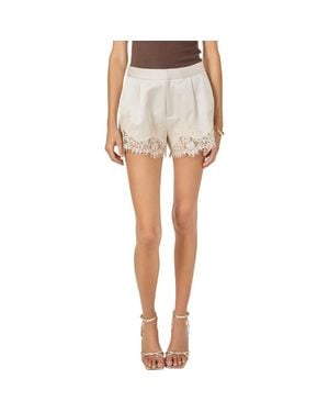 Endless Rose Lace Trimmed Satin Shorts - White