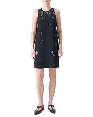 Akris Punto Paillette Detail Heavy Crepe Shift Dress - Blue