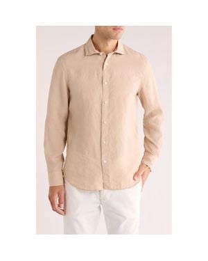 Bugatchi Axel Shaped Fit Linen Button-Up Shirt - Natural