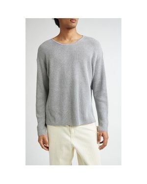 Bode Weymouth Cotton & Linen Rib Sweater - Gray
