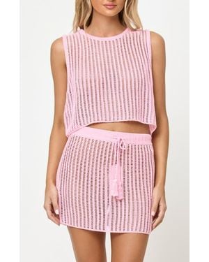LSPACE Sander Open Stitch Cover-Up Tank - Pink