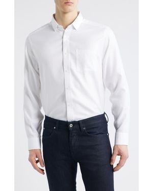 Johnston & Murphy Non-Iron Cotton Dobby Dress Shirt - White