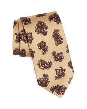 Drake's Paisley Motif Silk Tie - Natural