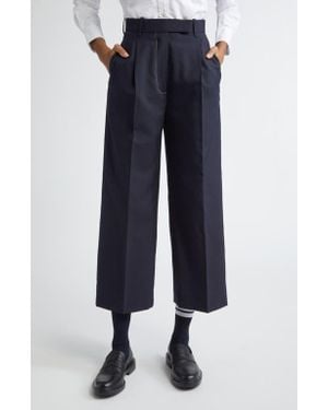Thom Browne School Uniform Pleated High Waist Crop Pants - Blue