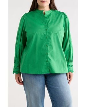 Sugarlips Ziana Cotton Poplin Button-Up Shirt - Green