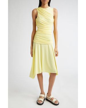 Siedres Nuina Ruched Open Back Jersey Midi Dress - Yellow