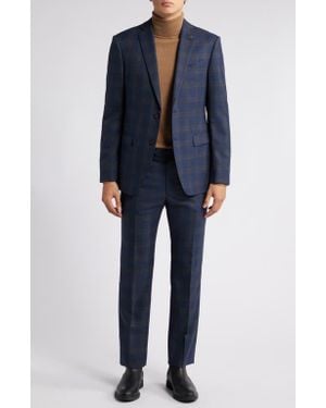 John Varvatos Plaid Wool Blend Suit - Blue