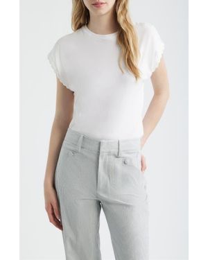 FRAME The Crochet Trim Pima Cotton Muscle T-Shirt - White