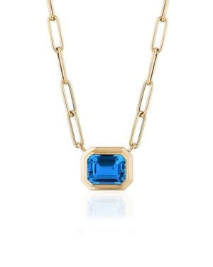 Goshwara Manhattan Emerald Cut Pendant Necklace - Blue