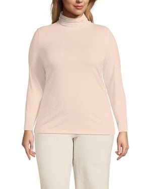 Lands' End Lightweight Jersey Long Sleeve Turtleneck - Natural