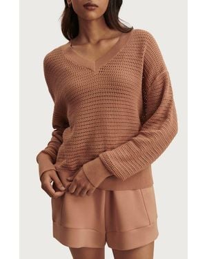 Varley Gaia Open Knit Sweater - Brown