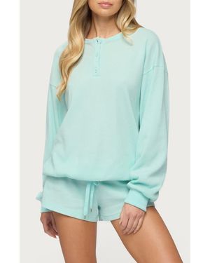 Edikted Baila Waffle Knit Henley - Green