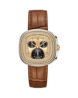 JBW Coast Chronograph Leather Strap Watch, 22Mm X 42Mm - Metallic