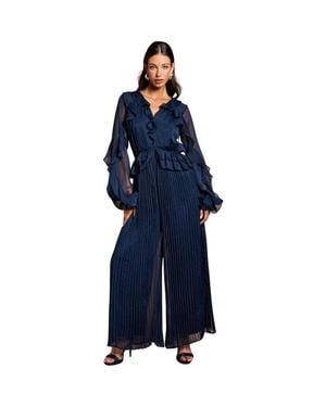Coast Soft Chiffon Frill Jumpsuit - Blue