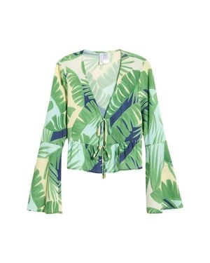 Sanctuary Ruffle Tie Front Cover-Up Top - Green
