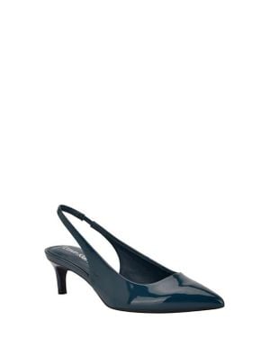 Calvin Klein Dainty Kitten Heel Pointed Toe Slingback Pump - Blue