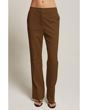 Crescent Faux Suede Flared Pants - Brown