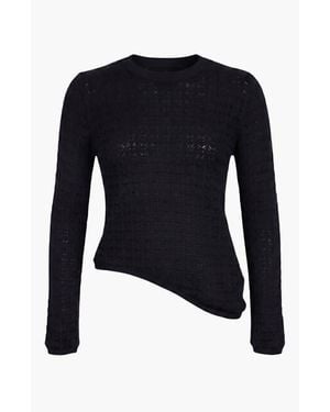 Modenaire Textured Sheer Knit Top - Blue