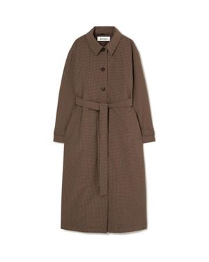 Rohe Technical Check Belted Stretch Nylon Coat - Brown