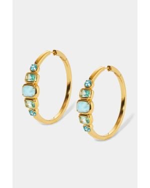 Nadri Cabarete Multi Medium Hoop Earrings - Blue